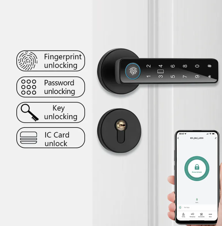 Смарт дръжка за врата отключване с пин код,пръстов отпечатък - Image 2