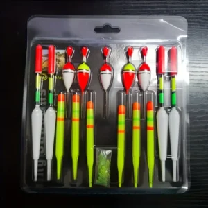 15 бр. комплект високопрозрачни пластмасови жълти плуващи тела за риболов