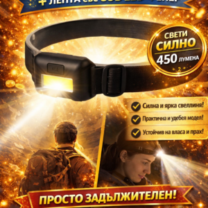 Мини COB челник – лек и удобен фенер за риболов, къмпинг и ремонти